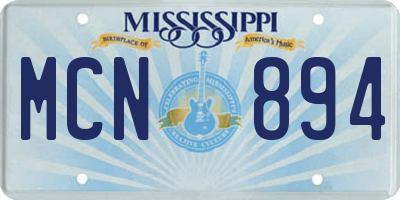 MS license plate MCN894