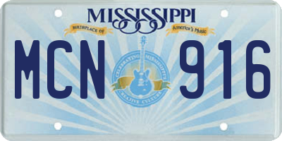 MS license plate MCN916