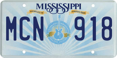 MS license plate MCN918