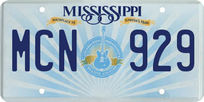 MS license plate MCN929