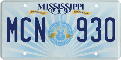 MS license plate MCN930