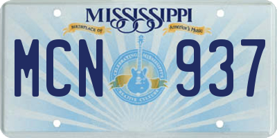 MS license plate MCN937