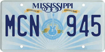 MS license plate MCN945