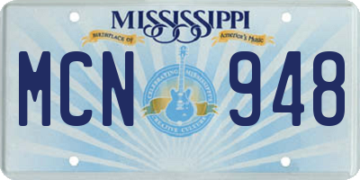MS license plate MCN948