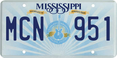 MS license plate MCN951