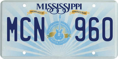 MS license plate MCN960