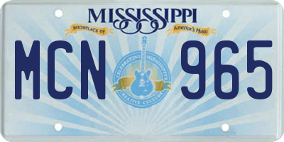 MS license plate MCN965