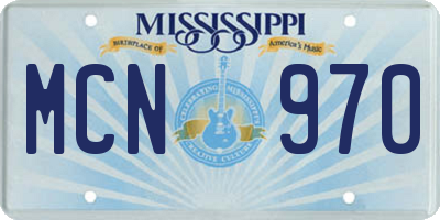 MS license plate MCN970
