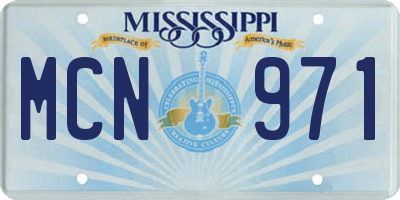 MS license plate MCN971