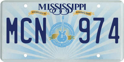 MS license plate MCN974