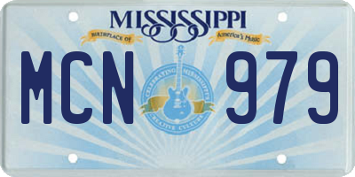 MS license plate MCN979