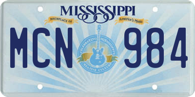 MS license plate MCN984