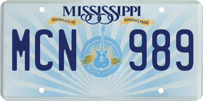 MS license plate MCN989