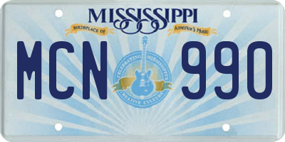 MS license plate MCN990