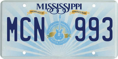 MS license plate MCN993