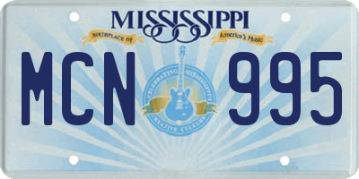 MS license plate MCN995