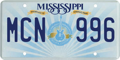 MS license plate MCN996