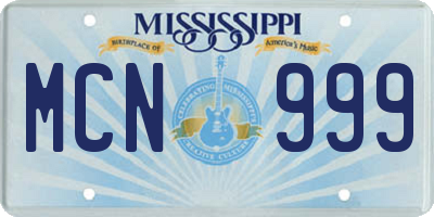 MS license plate MCN999