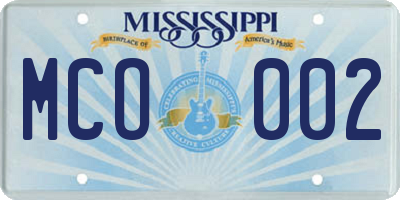 MS license plate MCO002