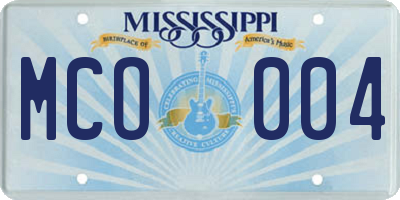 MS license plate MCO004