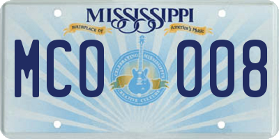 MS license plate MCO008