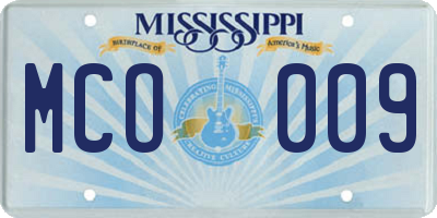MS license plate MCO009