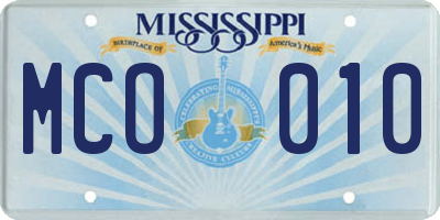 MS license plate MCO010