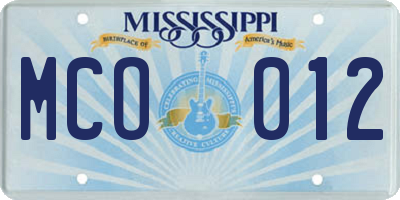 MS license plate MCO012