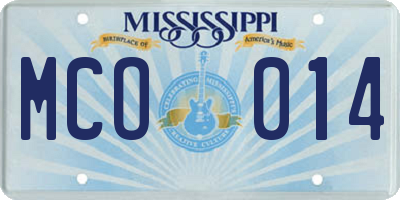 MS license plate MCO014