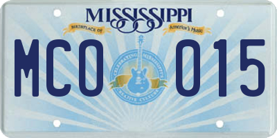 MS license plate MCO015