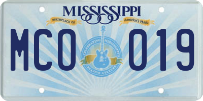 MS license plate MCO019
