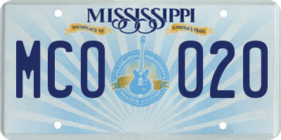 MS license plate MCO020