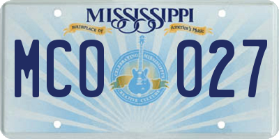 MS license plate MCO027