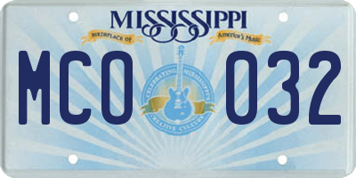 MS license plate MCO032