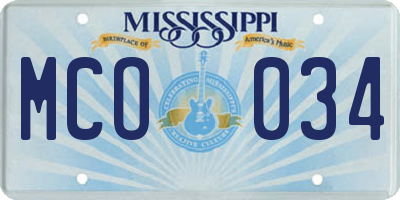 MS license plate MCO034