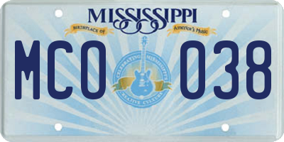MS license plate MCO038