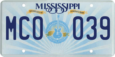 MS license plate MCO039