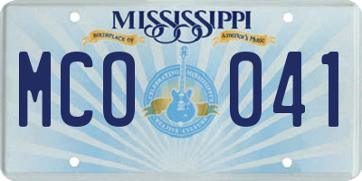 MS license plate MCO041