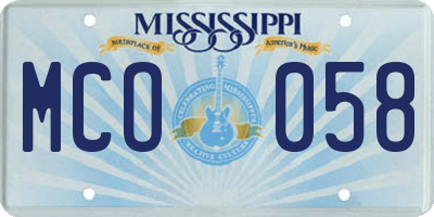 MS license plate MCO058