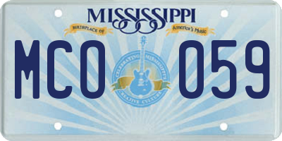 MS license plate MCO059