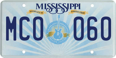 MS license plate MCO060