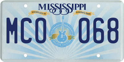 MS license plate MCO068