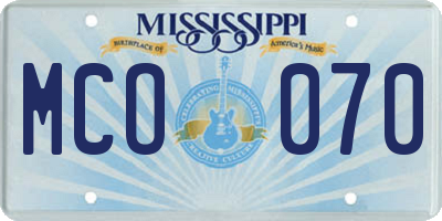 MS license plate MCO070