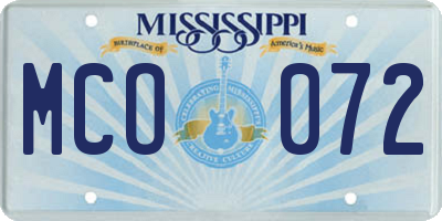 MS license plate MCO072