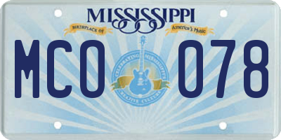 MS license plate MCO078