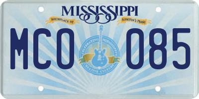 MS license plate MCO085