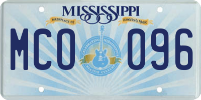 MS license plate MCO096