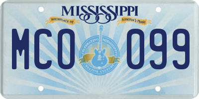 MS license plate MCO099