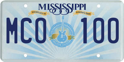 MS license plate MCO100