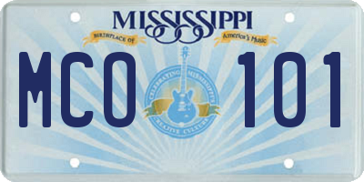 MS license plate MCO101